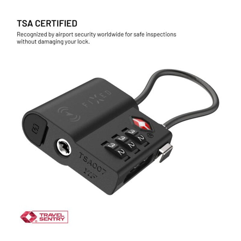 Fixed GPS & Bluetooth Tracker - TSA-Godkendt Hængelås - Apple Find My Kompatibel - Sort
