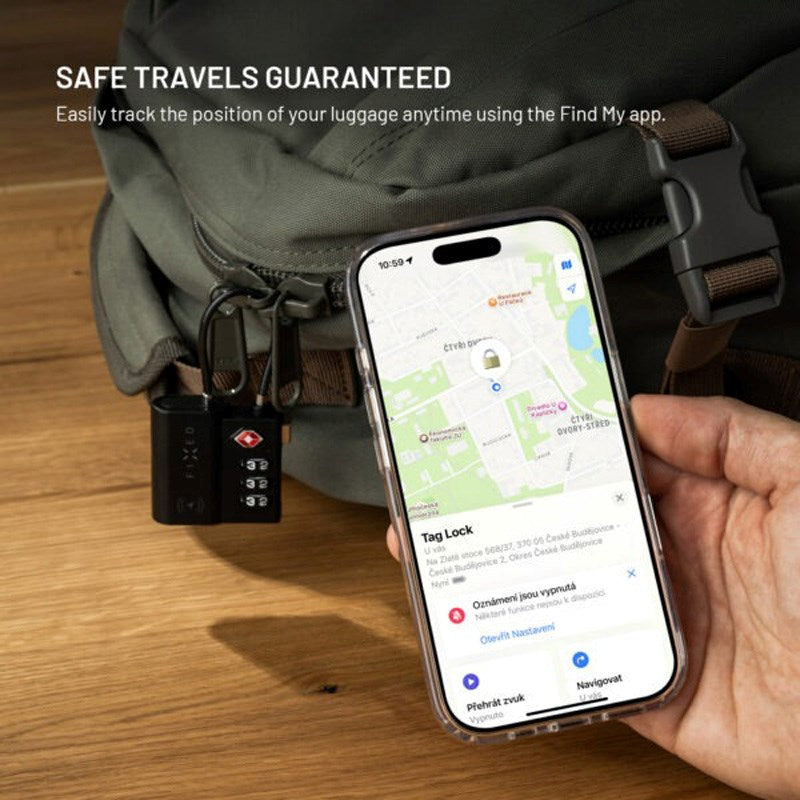 Fixed GPS & Bluetooth Tracker - TSA-Godkendt Hængelås - Apple Find My Kompatibel - Sort