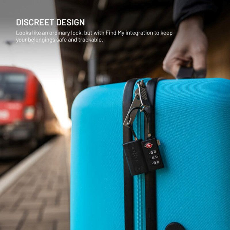 Fixed GPS & Bluetooth Tracker - TSA-Godkendt Hængelås - Apple Find My Kompatibel - Sort