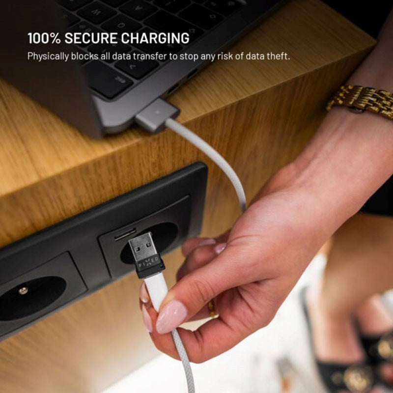 Fixed 240W Data Blocker 2-i-1 USB-A & USB-C - Sort