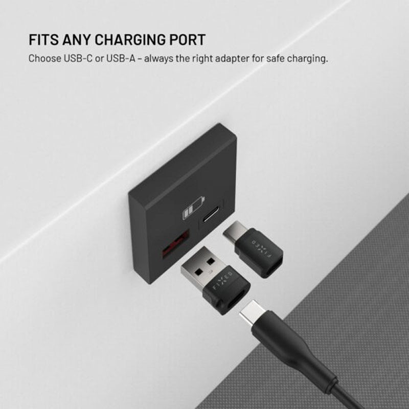 Fixed 240W Data Blocker 2-i-1 USB-A & USB-C - Sort