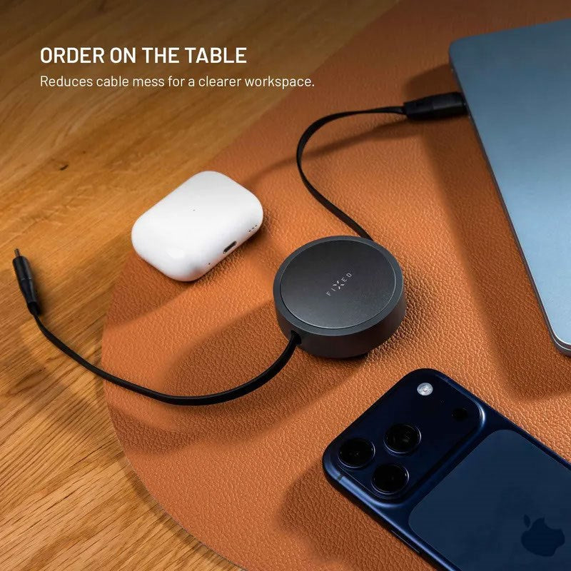 Fixed Udtrækkeligt 100W USB-C til USB-C Kabel - 1m - Sort