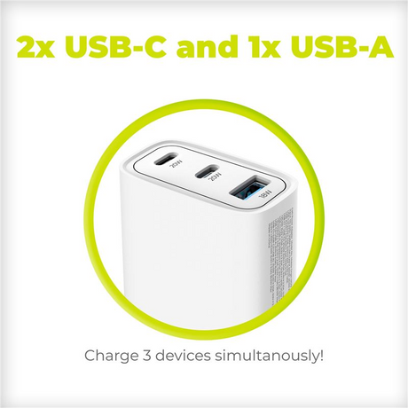 Mobile Origin GaN 40W Vægoplader USB-A + 2 USB-C - Hvid