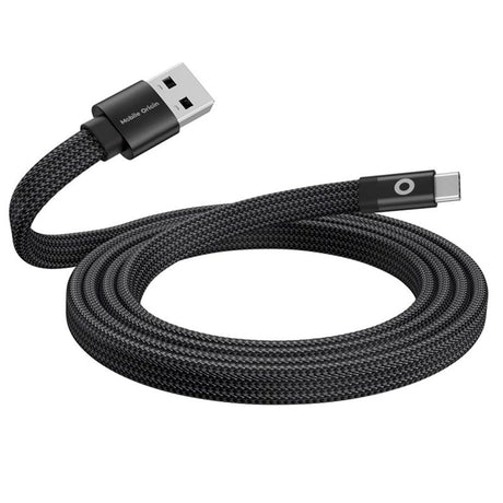 Mobile Origin Fladt Magnetisk USB-A til USB-C Kabel - 1m - Sort