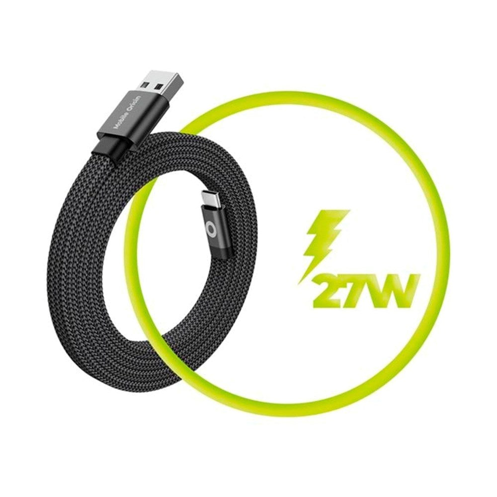 Mobile Origin Fladt Magnetisk USB-A til USB-C Kabel - 1m - Sort