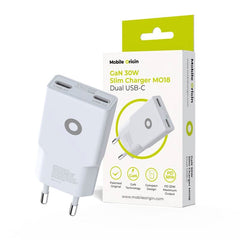 Mobile Origin MO18 30W Slim Vægoplader m. 2x USB-C - Hvid