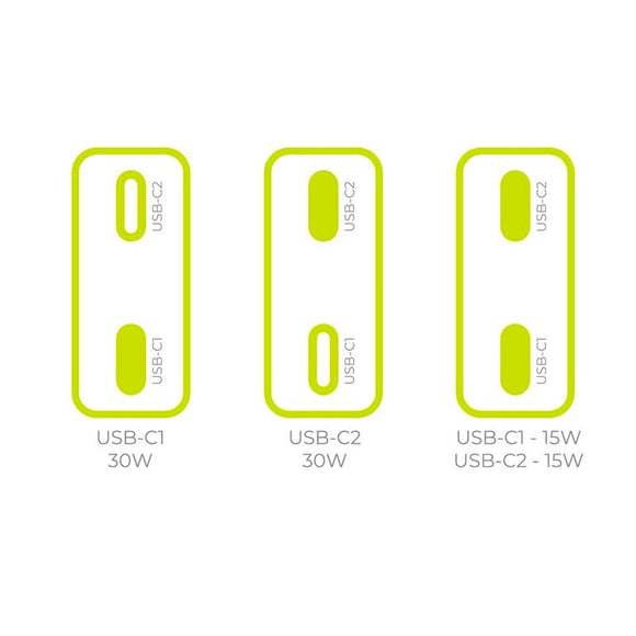 Mobile Origin MO18 30W Slim Vægoplader m. 2x USB-C - Hvid