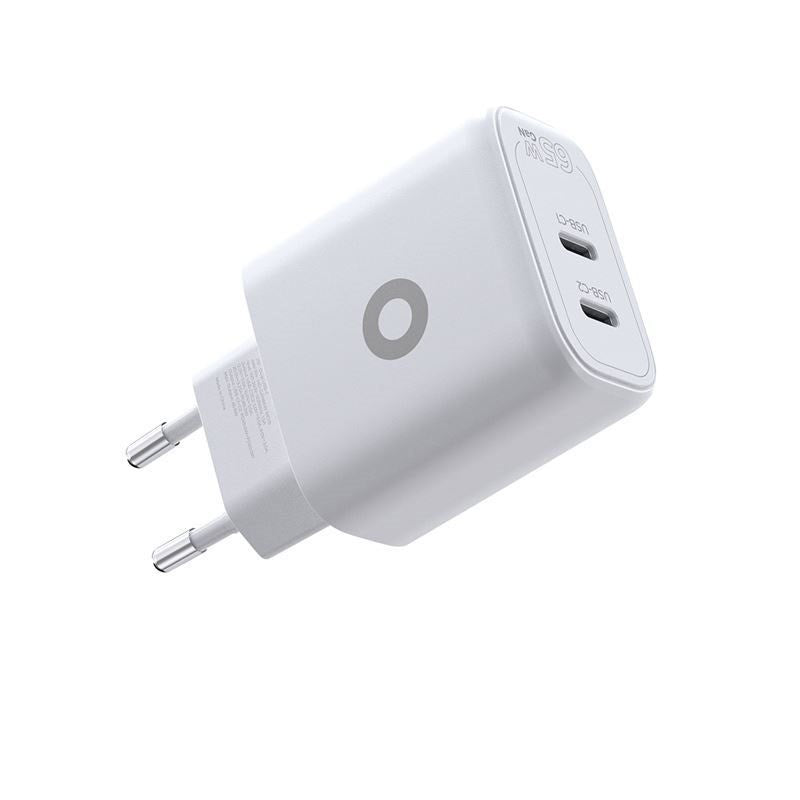 Mobile Origin GaN 65W Vægoplader m. 2 x USB-C - Hvid