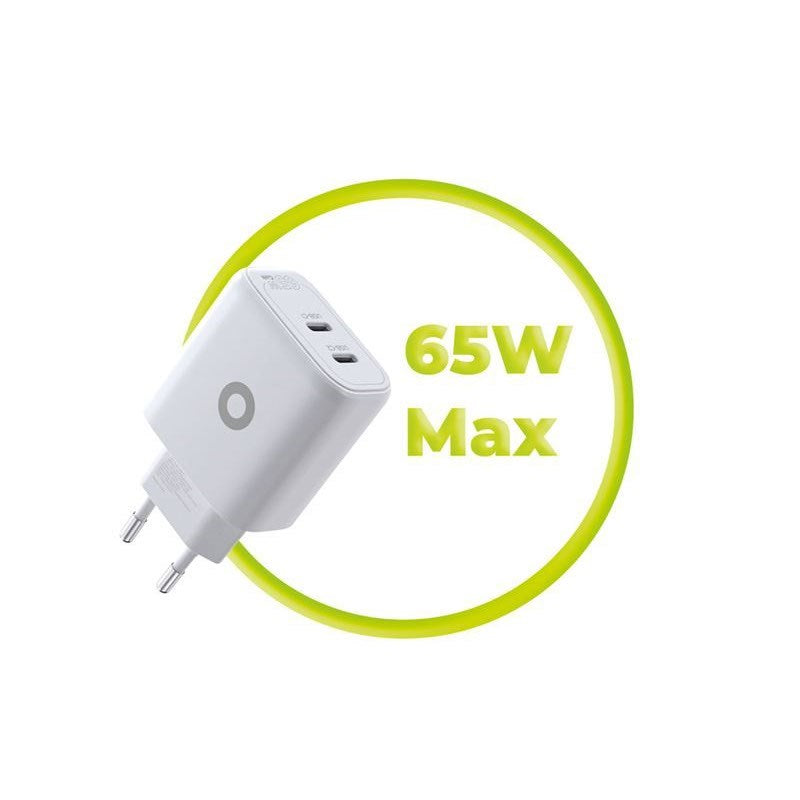 Mobile Origin GaN 65W Vægoplader m. 2 x USB-C - Hvid
