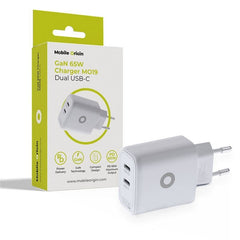 Mobile Origin GaN 65W Vægoplader m. 2 x USB-C - Hvid