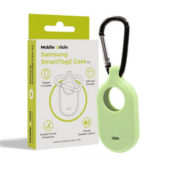 Mobile Origin Samsung Galaxy SmartTag2 Silikone Cover m. Karabinhage - Selvlysende Grøn