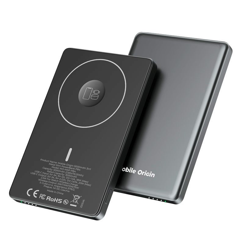 Mobile Origin 3-i-1 Powerbank 5000mAh Slim - MagSafe & Hurtig Opladning