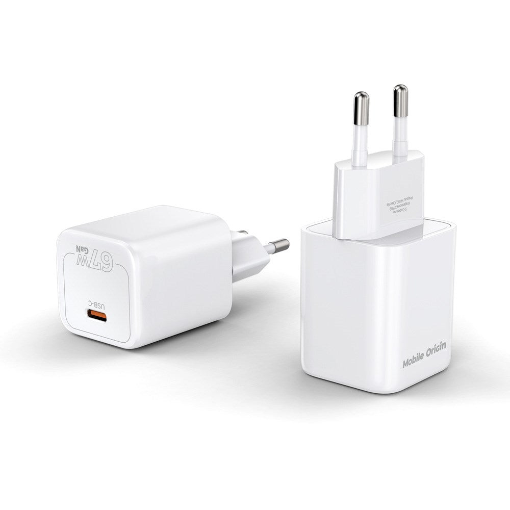 Mobile Origin GaN 67W Vægoplader m. 1 x USB-C - Hvid