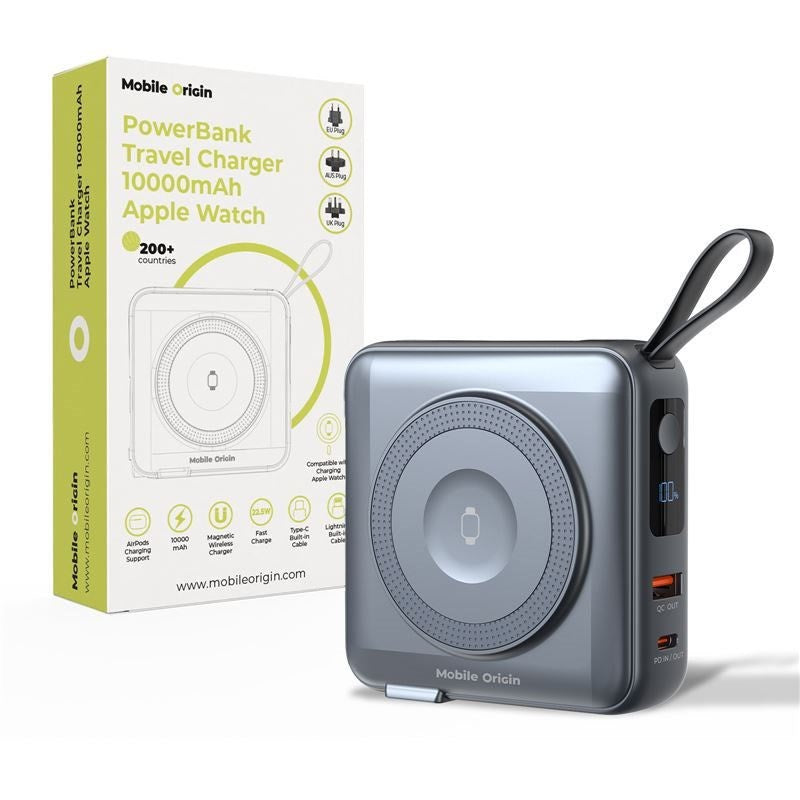 Mobile Origin PowerBank Rejseoplader 10.000 mAh - MagSafe Kompatibel - Grå