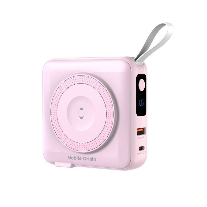 Mobile Origin PowerBank Rejseoplader 10.000 mAh - MagSafe Kompatibel - Lyserød