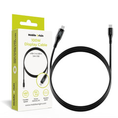 Mobile Origin 100W USB-C til USB-C Kabel m. Display - 1,5 m - Sort