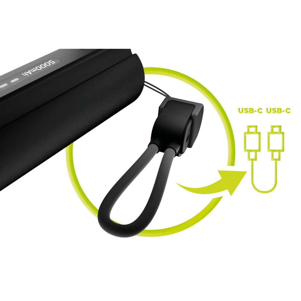 Mobile Origin 5000 mAh PowerBank m. Lommelygte & USB-C Kabel - Sort