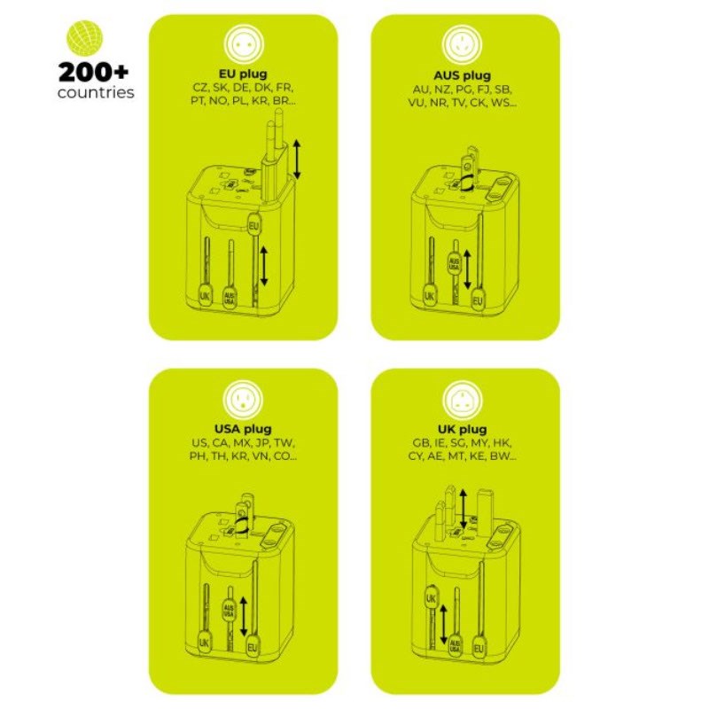 Mobile Origin 30W Universal Rejseadapter EU/UK/US/AUS - Sort