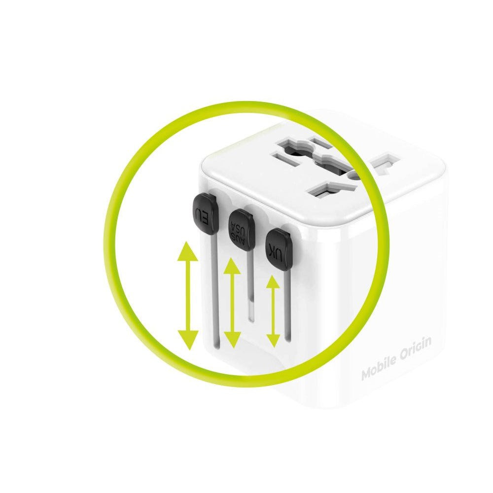 Mobile Origin 30W Universal Rejseadapter EU/UK/US/AUS - Hvid