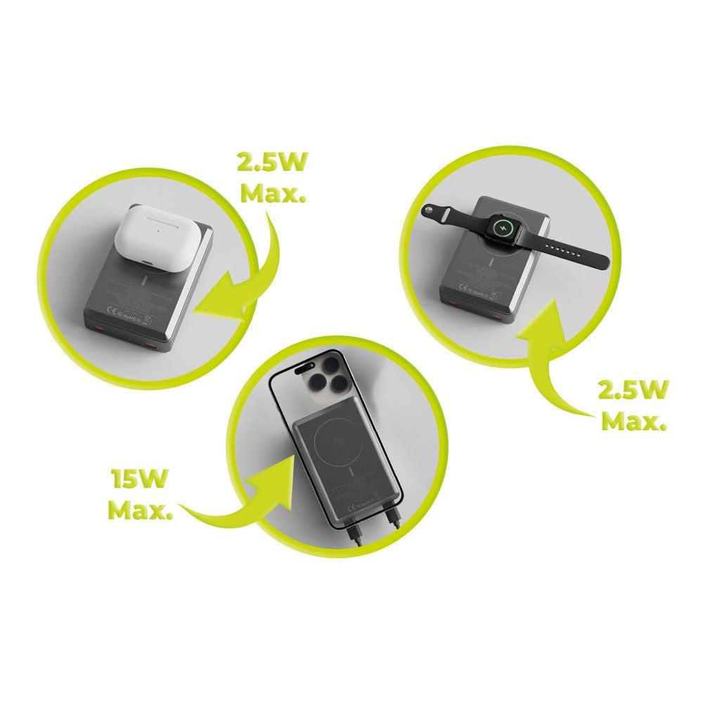 Mobile Origin 30W 20.000mAh Powerbank m. USB-C & Trådløs Opladning - MagSafe Kompatibel - Grå