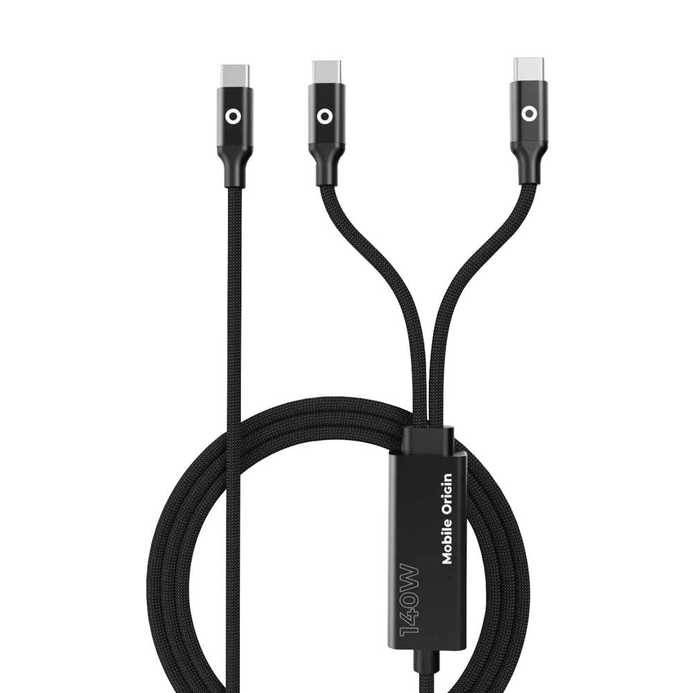 Mobile Origin CB10 140W Dobbelt USB-C til USB-C Kabel - 1.2m - Sort