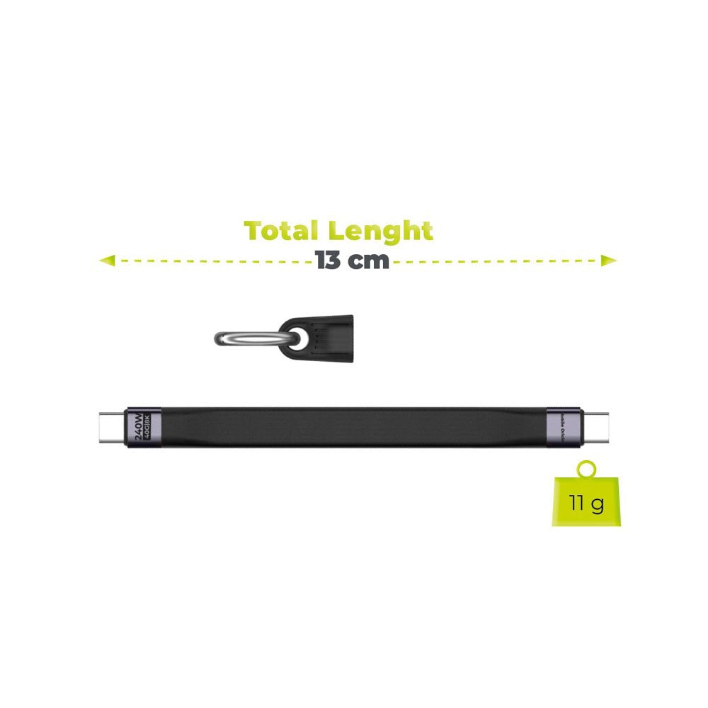 Mobile Origin 240W USB-C til USB-C Nøgleringskabel - 13cm - Sort