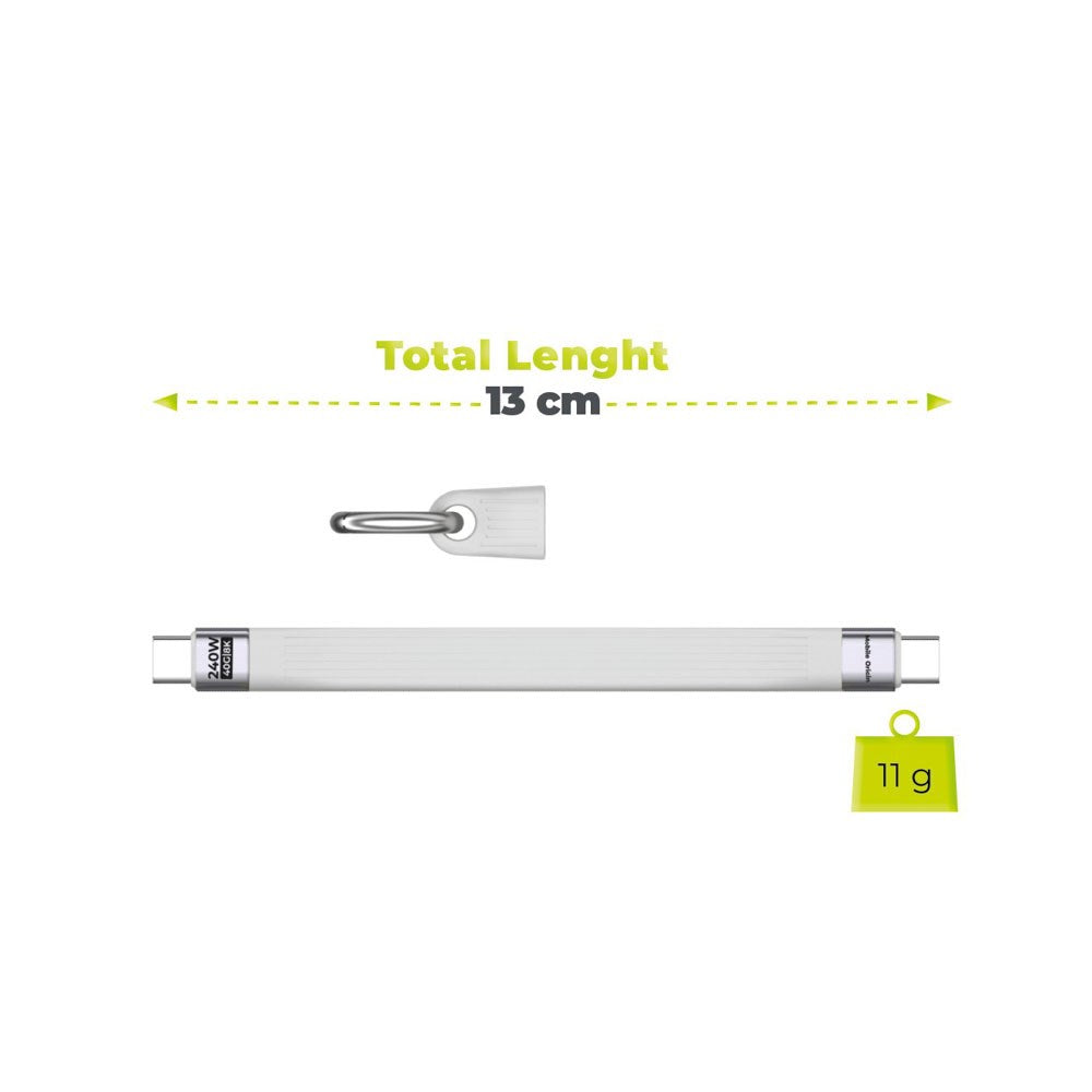 Mobile Origin 240W USB-C til USB-C Nøgleringskabel - 13cm - Hvid