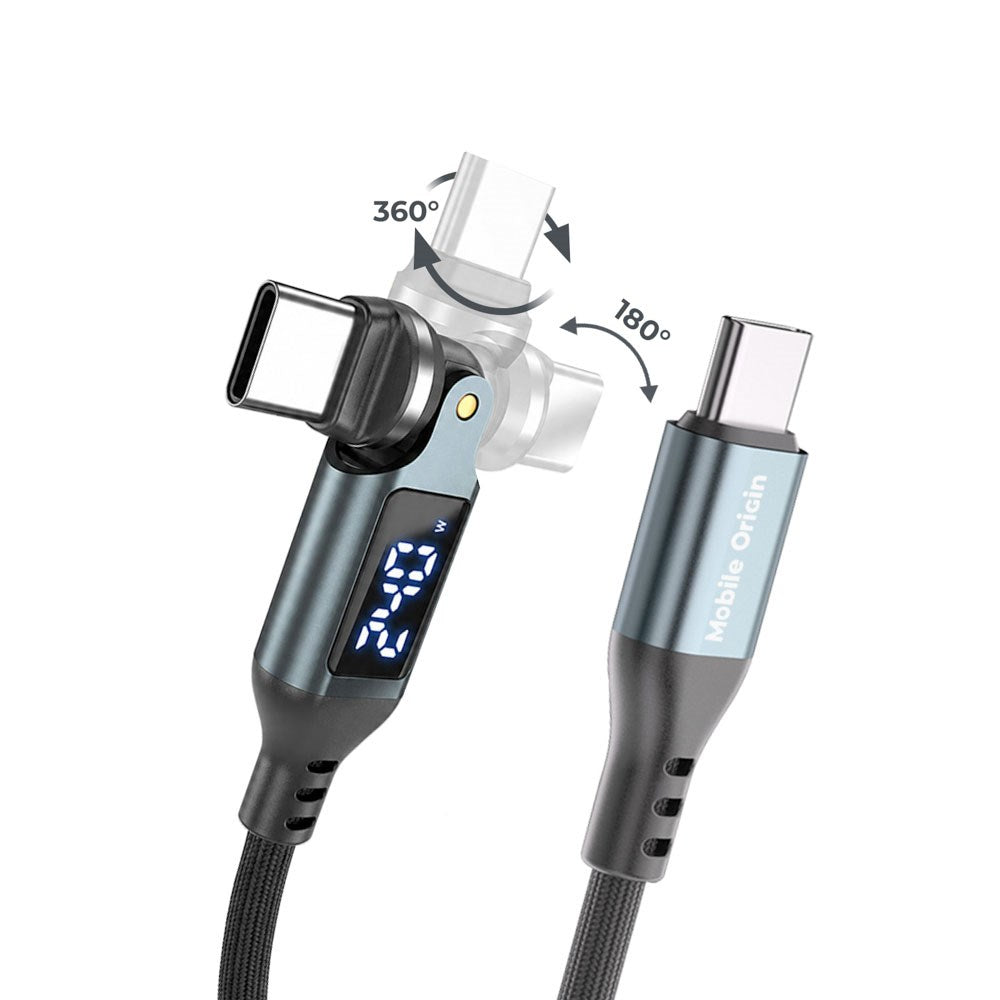 Mobile Origin 240W Display 540° Roterende USB-C til USB-C Kabel - 1.8m - Sort