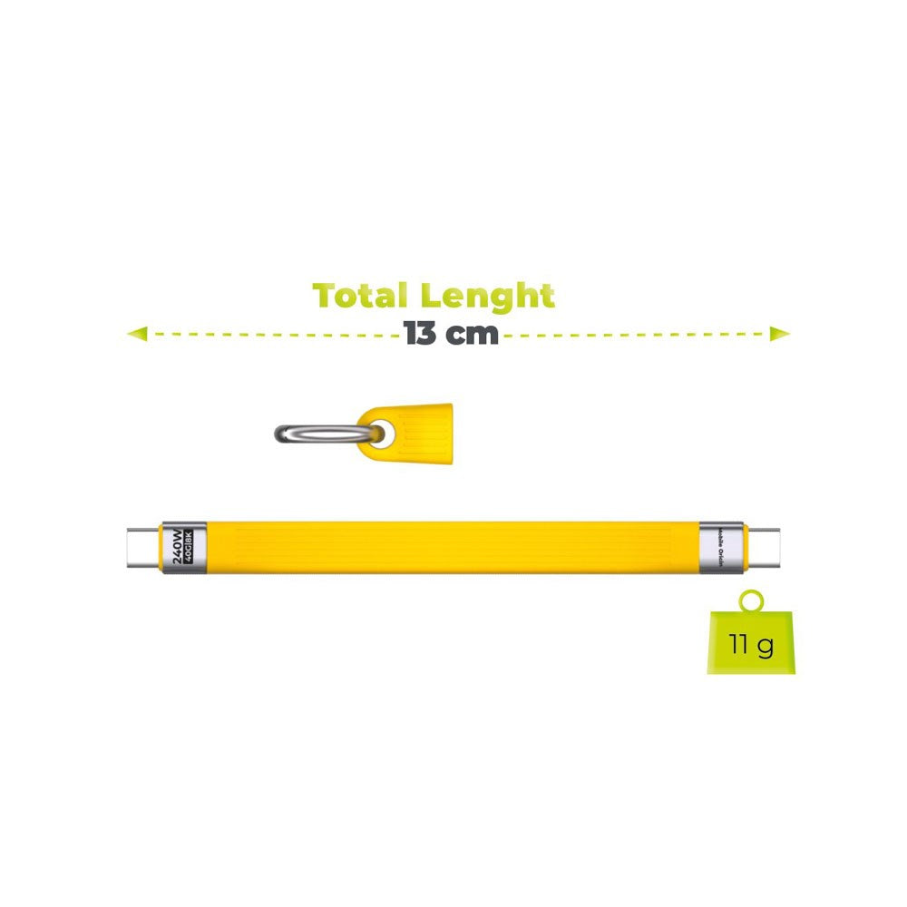 Mobile Origin 240W USB-C til USB-C Nøgleringskabel - 13cm - Gul