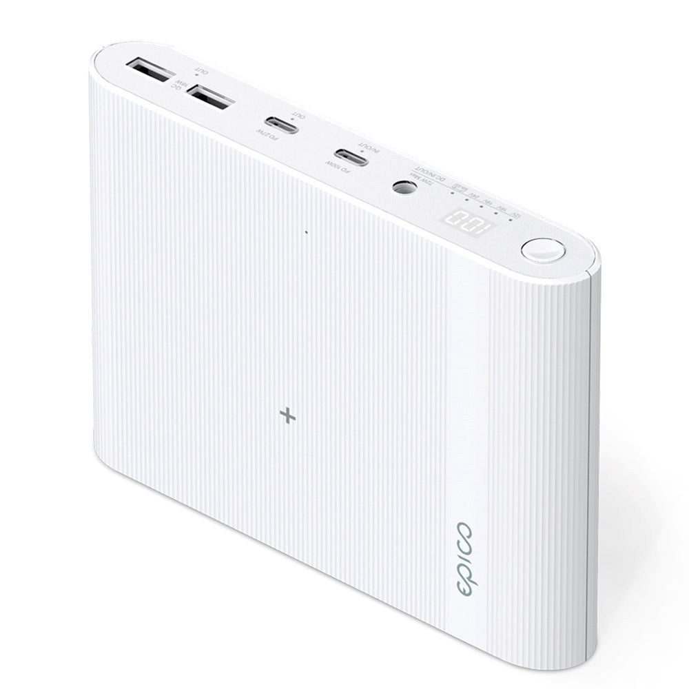 Epico Multifunktionel Powerbank m. USB-C, USB-A, DC + Biloplader - 26.800 mAh - Hvid