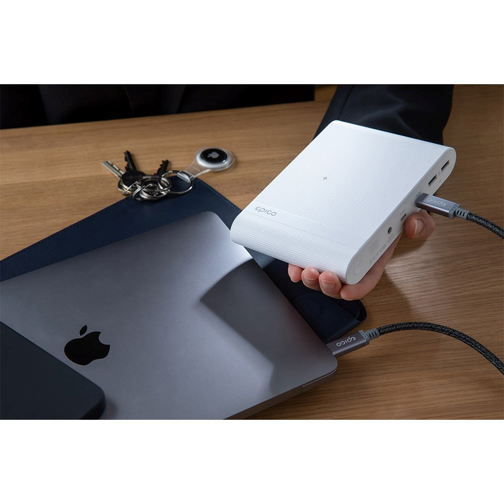 Epico Multifunktionel Powerbank m. USB-C, USB-A, DC + Biloplader - 26.800 mAh - Hvid
