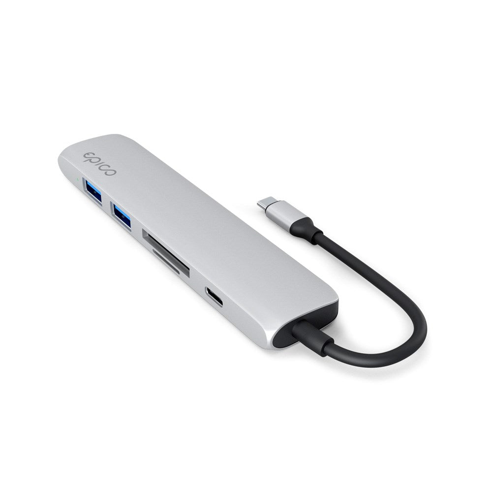 Epico 6-i-1 USB-C Adapter – Aluminium Design med 8K Opløsning - Silver