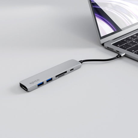 Epico 6-i-1 USB-C Adapter – Aluminium Design med 8K Opløsning - Silver