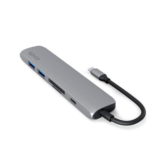 Epico 6-i-1 USB-C Adapter – Aluminium Design med 8K Opløsning - Space Grey
