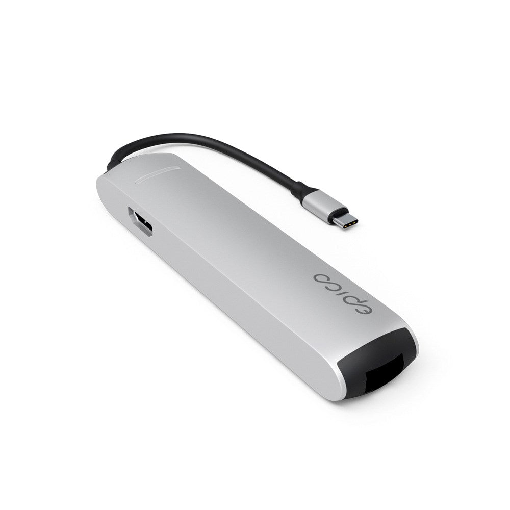 Epico 6-i-1 USB-C Adapter – Slim Design med 8K Opløsning - Sølv