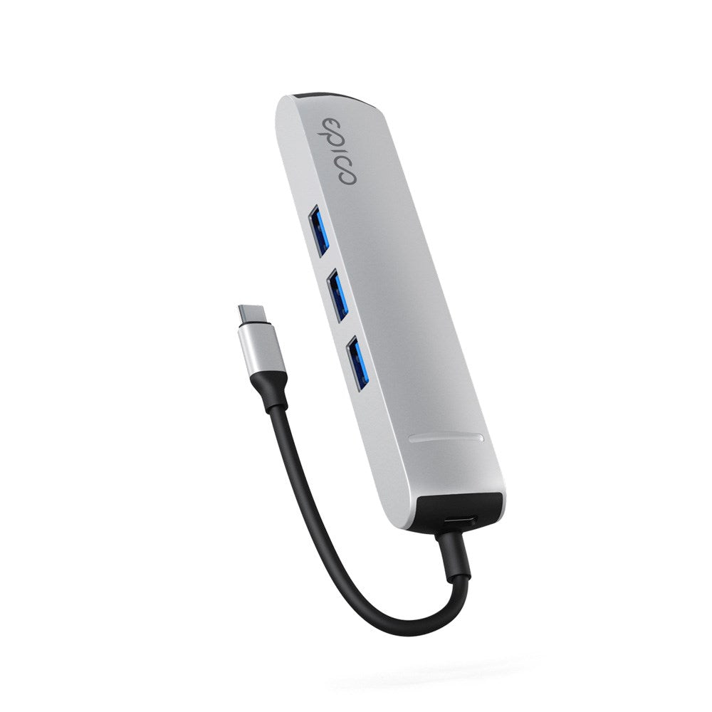 Epico 6-i-1 USB-C Adapter – Slim Design med 8K Opløsning - Sølv
