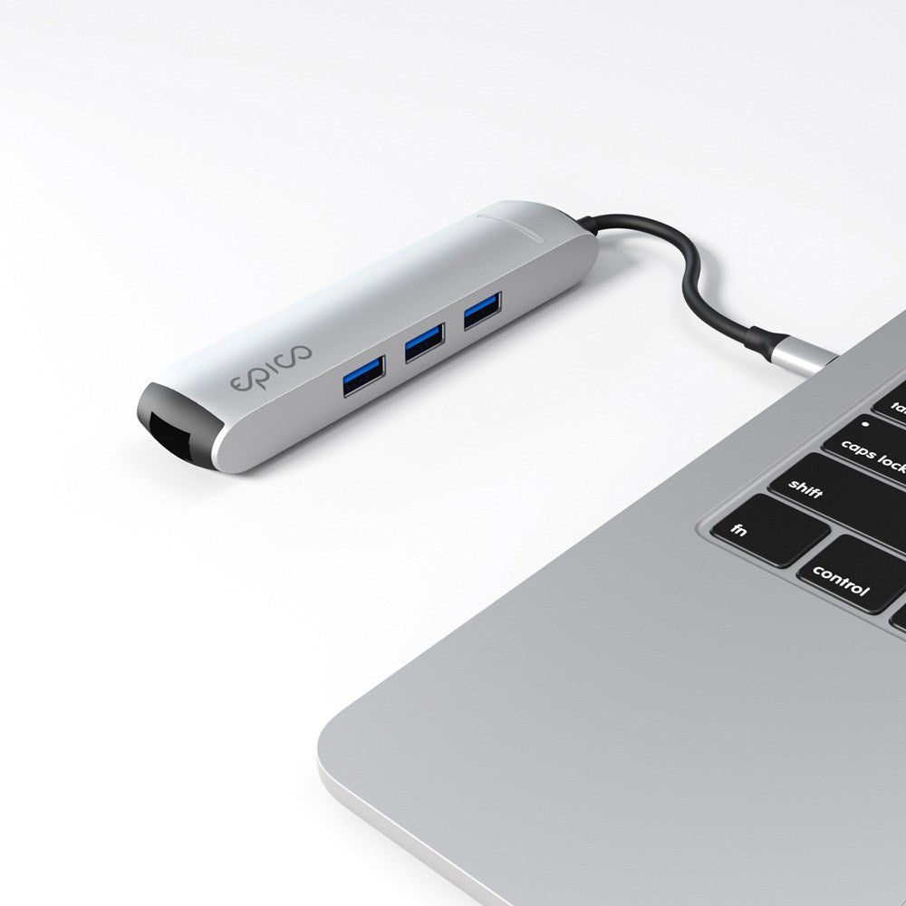 Epico 6-i-1 USB-C Adapter – Slim Design med 8K Opløsning - Sølv