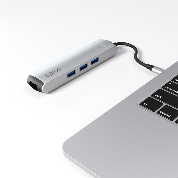 Epico 6-i-1 USB-C Adapter – Slim Design med 8K Opløsning - Sølv