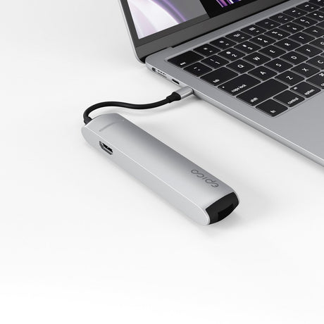 Epico 6-i-1 USB-C Adapter – Slim Design med 8K Opløsning - Sølv