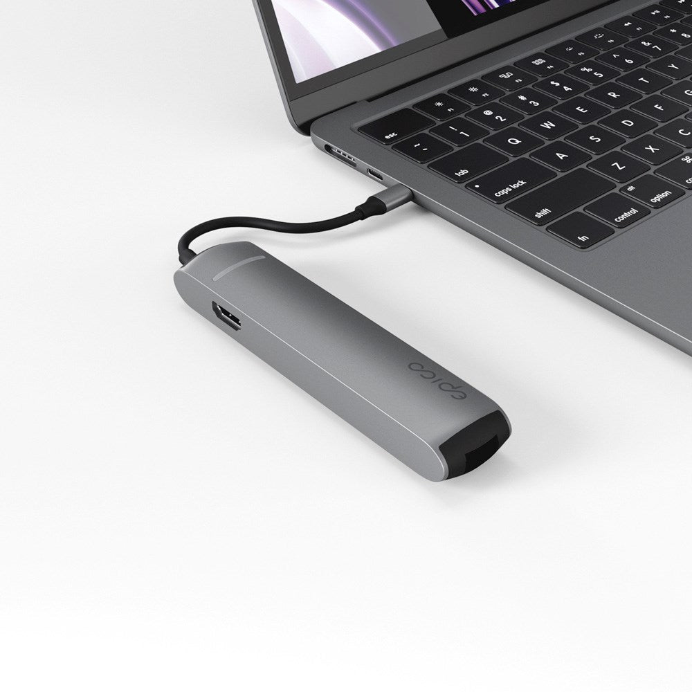 Epico 6-i-1 USB-C Adapter – Slim Design med 8K Opløsning - Space Grey