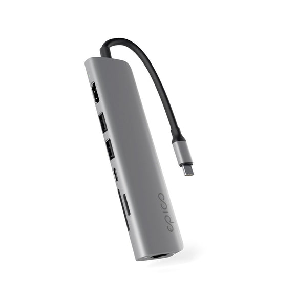 Epico Multimedia 8K USB-C 7-i-1 Hub - Space Grey
