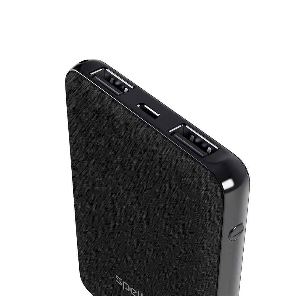 Spello Pocket 10W Powerbank m. 2 x USB-A - 5.000 mAh - Sort