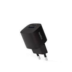Spello 20W PD (Power Delivery) Vægoplader m. 1 x USB-C 1 x USB-A - Sort