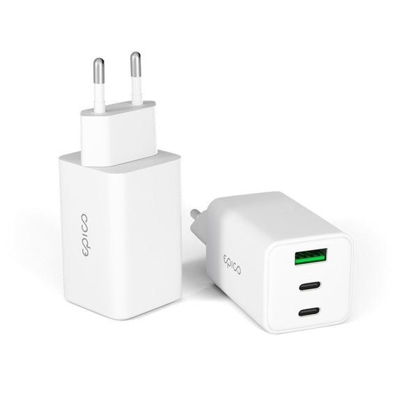 Epico UltraBoost GaN 65W Vægoplader - 2x USB-C / 1x USB-A - Hvid