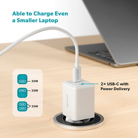 Epico UltraBoost GaN 35W Vægoplader m. 2x USB-C - Hvid