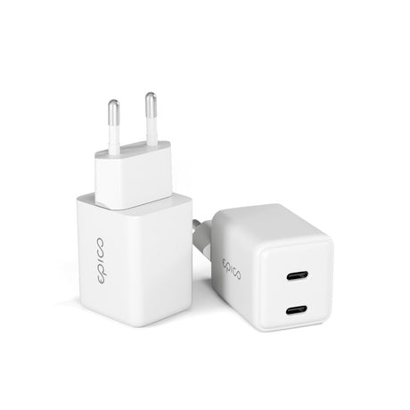 Epico UltraBoost GaN 35W Vægoplader m. 2x USB-C - Hvid