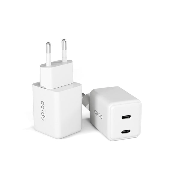 Epico UltraBoost GaN 35W Vægoplader m. 2x USB-C - Hvid