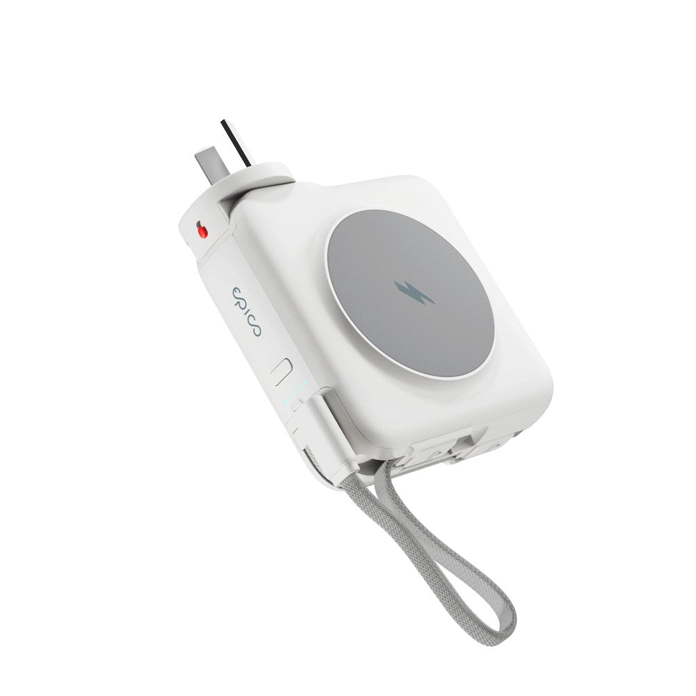 Epico UltraPack Mag+ 3-i-1 Rejse PowerBank 10.000 mAh - MagSafe Kompatibel - Hvid