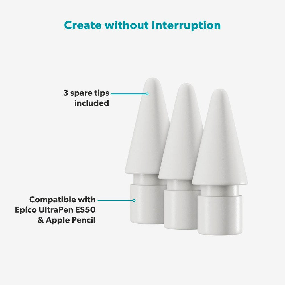 Epico Stylus Spidser til UltraPen Stylus ES50 & Apple Pencil - Hvid
