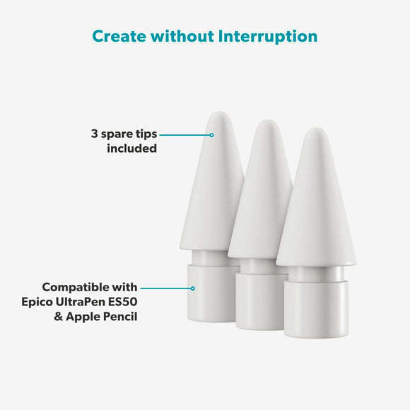 Epico Stylus Spidser til UltraPen Stylus ES50 & Apple Pencil - Hvid